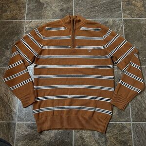 GANT Sweater Men's MEDIUM Pullover Knitted Half Zip Neck Striped